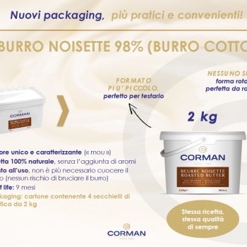 Nuovo packaging per il BURRO NOISETTE Corman